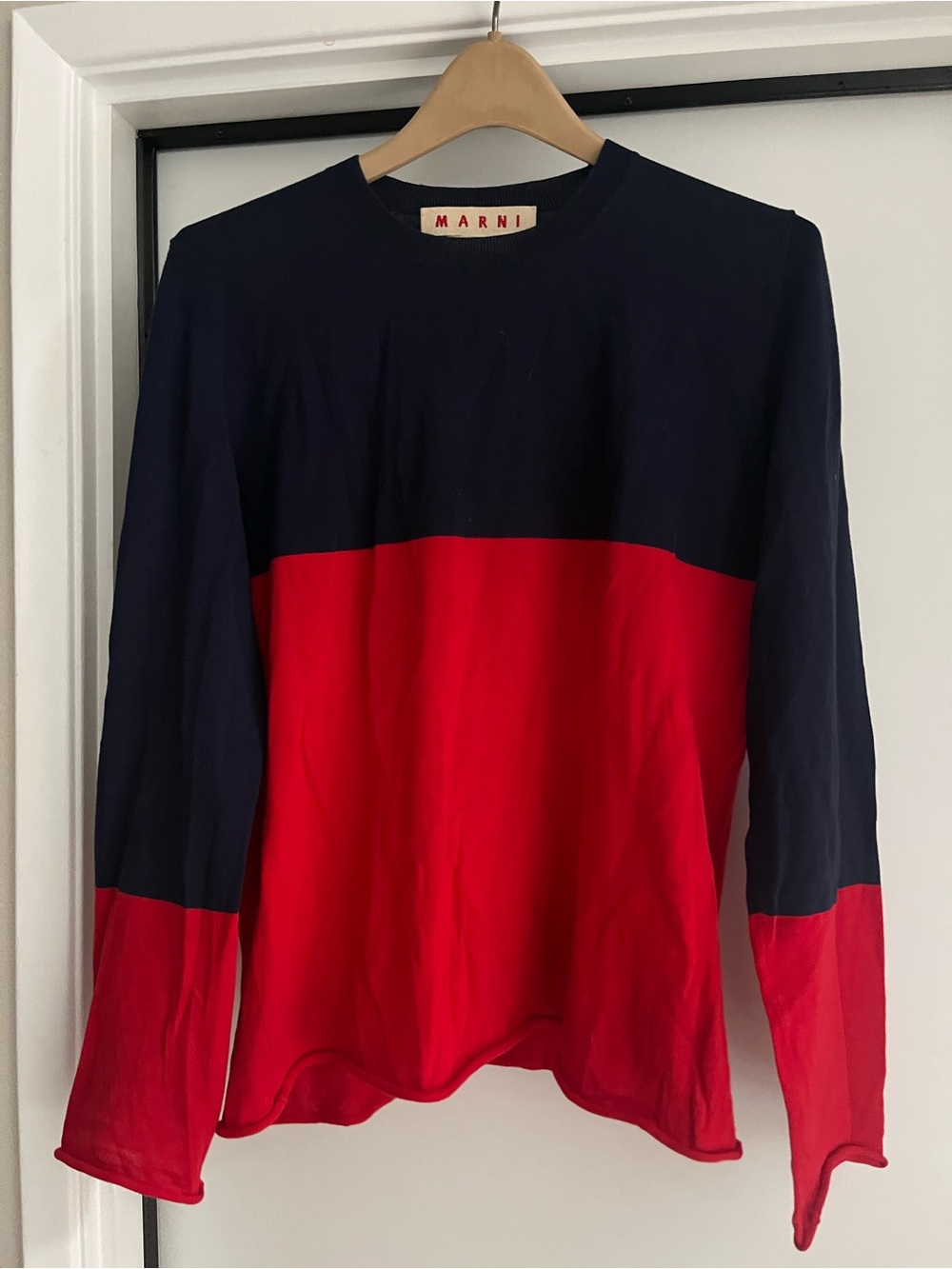 Marni Navy-Red Summer Sweater with Red Logo Tag